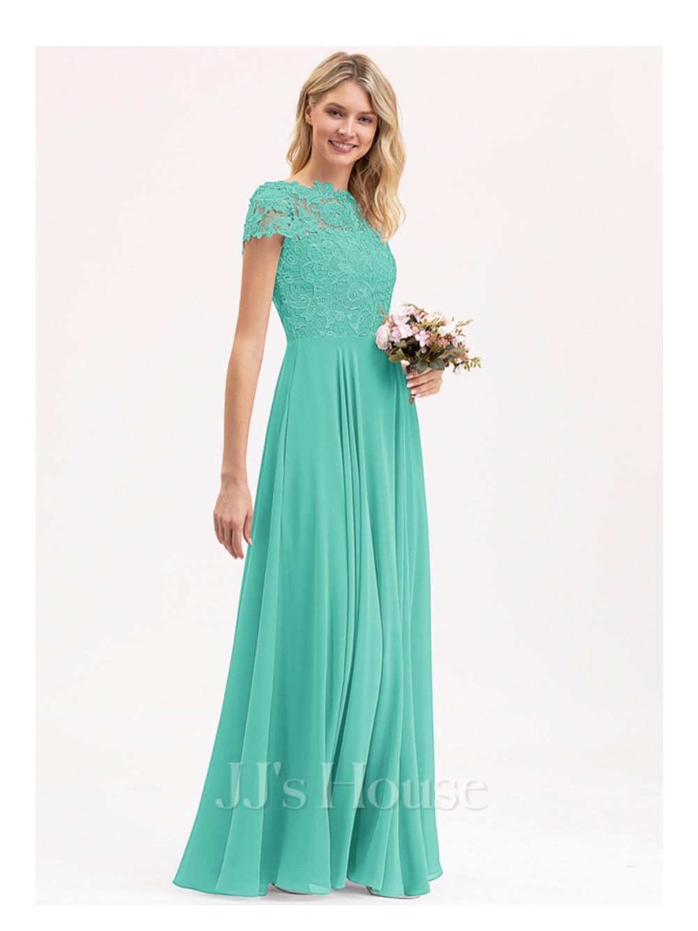 JJs House Estelle bridesmaid Dress Lace Bodice in Spa (Aqua blue/green) (206482)